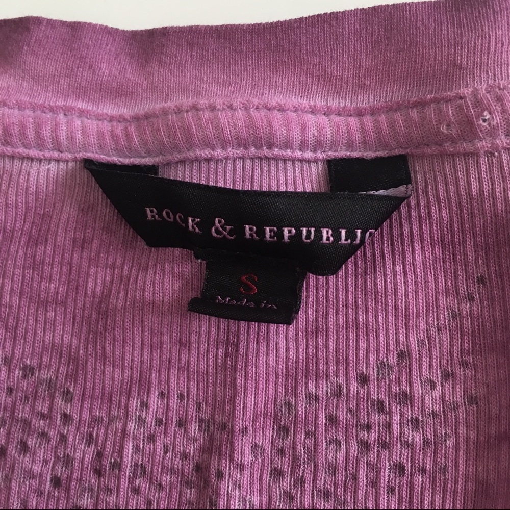 Rock & Republic Purple Long Sleeve Top - Picture 4 of 6